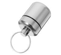 DIYEAH d'oreilles antibruit porte-clés de médecine petit conteneur de pilules petit pilulier de voyage support de pilule de poche alliage d'aluminium Grey