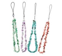 DIYEAH Dragonne de Téléphone en Cristal Naturel 4Pcs Sangle de Poignet Breloque de Téléphone Compatible Smartphones Accessoire Mode Design Élégant Multi-Couleurs