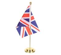 DIYEAH Drapeau de Bureau Uni avec Mât Métallique Doré et Socle Décoration de Table Compacte et Résistante pour Conférences et Bureaux