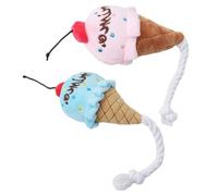 DIYEAH en Peluche couineur pour Chien, 2 pièces, Forme Cornet de Glace, Bleu et Rose, chewable, pour Jouer et Lancer, Doux et résistant