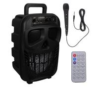 DIYEAH Enceinte karaoké Portable avec lumières LED, Haut-Parleur sans Fil de 8 Pouces avec Microphone pour fêtes en Plein air, réunions de Famille, soirées Musicales