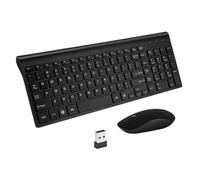 DIYEAH Ensemble Clavier et Souris sans Fil Noir 2.4g Vie Longue, Frappe Silencieuse, Design Moderne et Élégant pour Maison et Jeux Actifs