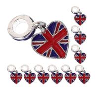 DIYEAH Ensemble de 12 Breloques Patriotiques en Alliage de Cœur pour Bracelet à Breloques Patriotique, Style Fan, pour Créations Artisanales et Festival Britannique