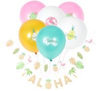 DIYEAH Ensemble de Ballons en Latex Hawaïen Guirlande Aloha, 1 Kit de Décoration Tropicale pour Fête D'été, Thème Ananas Flamant Rose et Cactus, Décoration Intérieure et Extérieure