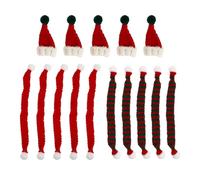 DIYEAH Ensemble De Mini Bonnet Et Écharpe De Noël Petits Chapeaux De Père Noël Lot de 15 Mini Bonnets Et Écharpes De Noël Fil De Laine Tricoté Décoration De Bouteille De Vin De Noël