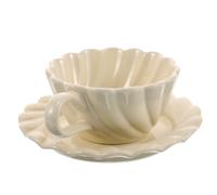 DIYEAH Ensemble de Tasses en Céramique Blanche pour Thé et Café, Design Européen Élégant, Usage Polyvalent pour Thé du Matin et Après-midi, Pratique et Esthétique