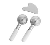 DIYEAH Ensemble Outil Gua Sha en Acier Inoxydable Rouleau Facial Rafraîchissant et Planche à Gratter pour Corps, Massage Visage et Cou, Kit Massage Spa à Domicile pour Peaux Sensibles