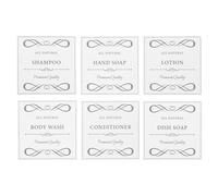 DIYEAH Étiquettes Autocollantes Imperméables 75X75Mm pour Savonnette Liquide et Gel Vinyle Blanc Lot de 6 Feuilles pour Flacons de Salle de Bain Étiquettes de Classification et Voyage