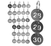 DIYEAH Étiquettes métalliques 30 Pièces en Acier Inoxydable Noires Rondes Numérotées 1-30 pour Clés et Bagages, Identification et Organisation en Extérieur