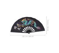 DIYEAH Éventails Pliants Kung Fu Chinois 2 Pièces, Modèle Dragon Noir et Blanc, Plastique Léger et Sonore, pour Danse Tai Chi Arts Martiaux, Accessoires Portables pour Spectacles