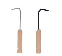 DIYEAH Extracteur de Désherbeur Manuel 2 Pièces Acier Inoxydable Antirouille Manche Bois Massif Crochet Unique Fin pour Jardinage Désherbage Pelouse et Potager
