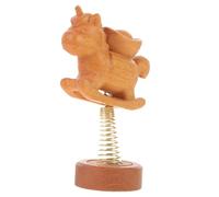 DIYEAH Figurine de Cheval à Bascule en Bois Sculpté Naturel - Ornement Zodiacal Feng Shui 2026 - Statue Miniature pour Décoration de Bureau Salon et Voiture - Symbole de Prospérité et