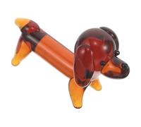 DIYEAH Figurine de Teckel en Verre Marron Mini Taille Design Vivant, Décoration Vintage Chaleureuse pour Bureau et Intérieur Maison