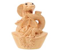 DIYEAH Figurine en bois sculpté en lingot de serpent pour le Nouvel An chinois 2025, statue de serpent Feng Shui zodiaque pour fête du printemps chinois