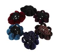DIYEAH Filet à Cheveux avec Bords en Velours Doux et Fleurs pour Chignon de Ballet Vintage 6 Pièces Filet Invisible et Maintien Sécurisé pour Danseuses Lors des Répétitions