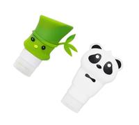 DIYEAH Flacon de Lotion Créatif de Panda et Bambou, 2 Pièces en Silicone et Pp, Facile à Transporter pour Voyage, Distributeur Shampoing Multi-usage de 60ml et 90ml Couleur Aléatoire