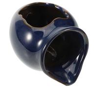 DIYEAH Fontaine Décorative en Pot de Céramique Bleue A Petite Taille Fontaine à Eau de Jardin Extérieure Circulation d'eau Cascade Écologique pour Décoration Intérieure et Extérieure