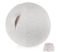 DIYEAH Fournitures de Ballons de Yoga Housse en Coton et Lin, 55 cm, Lavable, antidérapante, protège Contre Taches, pour Gym et étirements, Blanc, 1 pièce