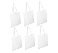 DIYEAH Fourre-Tout en Toile Blanc pour Sublimation et Broderie 6 Pièces Paquet Paquet Cabas en Toile Réutilisable, Vierge à Peindre pour Hommes Adultes, Voyage et École