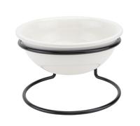 DIYEAH Gamelle Céramique pour Petit Animal avec Support Fer Stable Bol Alimentaire Double Usage pour Chien et Chat Design Simple et Antidérapant pour Croquettes et Friandises