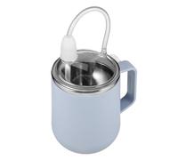 DIYEAH Gobelet à Paille Anti-fuite 450 Ml en Acier Inoxydable Bleu pour Personnes Âgées Alitées, Tasse D’allaitement Sécurisée pour Dysphagie, Aide à Boire Ergonomique et Étanche