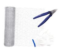 DIYEAH Grillage Hexagonal Galvanisé pour Jardin et Loisirs Maille Fine Résistante à Haute Température Filet Poule DIY avec Pinces et Protection Mains Inclus