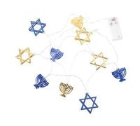 DIYEAH Guirlande Lumineuse Décorative de Hanoukka D'étoile à 9 Branches, Éclairage LED à Piles, en Fer, pour Fêtes et Événements de Hanoukka