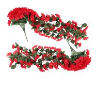 DIYEAH Guirlande Suspendue de Fleurs Artificielles Rouges Lot de 2 Bouquets en Soie Décoration Murale de Fleur pour Mariage et Maison Plantes Grimpantes Décoratives Verdure