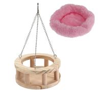DIYEAH Hamac pour Petits Animaux en Bois de Pin Coussin, Lit Suspendu Rond Petit Format, Nid Douillet pour Hamster et Rongeurs, Accessoire Cage Confortable et Couleur Aléatoire