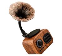 DIYEAH Haut Parleur Portable Vintage Style Phonographe avec Support USB Mini Enceinte Stéréo à Batterie Intégrée Design Gramophone pour Musique Déplacement