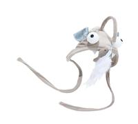 DIYEAH Interactif pour Chat avec Plumeau Amovible Bâton pour Chaton Jeu Intérieur Stimulant Instinct Accessoire Ludique avec Tête Poisson Aux Grands Yeux