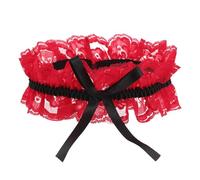 DIYEAH Jarretière de Mariage en Dentelle Rouge et Noire Ruban, Anneau de Jambe Élastique Ajustable pour Femme, Design Unique et Confortable pour Cérémonie Nuptiale