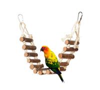 DIYEAH Jouet Perroquet Naturel à Mâcher Pont Suspendu en Bois 10 Cm Échelle Souple pour Cage Intérieur Extérieur Oiseaux Petits Perruches Cacatoès Aras