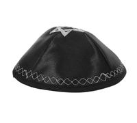 DIYEAH Kippa Juive Traditionnelle Noire pour Hommes Broderie Étoile de David, Bonnet de Prière Léger en Polyester Cousu Main, pour Synagogue et Fêtes Religieuses