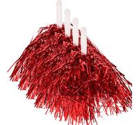 DIYEAH Kit de 24 Pompons de Cheerleading Rouges Métallisés, Légers 20 G, Poignée Droite, Accessoires pour Garçon et Filles Qui Applaudissent, pour Encouragements Lors de Matchs, Écoles
