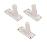 DIYEAH Kit de 3 Supports de Drapeau Muraux en Plastique Fixation Adhésive et Base Réglable, pour Usage Extérieur sur Poteau, Support de Mât de Drapeau Blanc