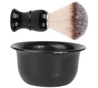 DIYEAH Kit de Rasage pour Hommes, Ensemble de Blaireaux de Rasage pour Hommes, Bol à Raser et Brosse de Nettoyage, Abs Noir, pour Créer une Mousse Riche et Garder la Barbe Propre