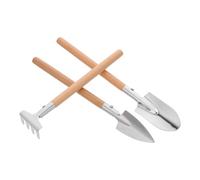 DIYEAH Kit Mini Outils de Jardinage à Main 3 Pièces - Truelle, Râteau et Bêche en Bois Compact - Ensemble Portable pour Plantation de Fleurs en Pot Intérieur, pour Rempotage et Jardinage