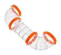 DIYEAH Kit Tunnels Cage Hamster DIY en Plastique Acrylique Orange, Tubes Droits Courts 2 Coudes en C 4 Anneaux, Accessoires Cage Hamster pour Espace de Jeu Extérieur Petits Rongeurs