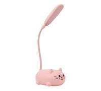 DIYEAH Lampe de Bureau Rose de Chat Lampe de Table LED Rechargeable USB Veilleuse Orientable 360° pour Chambre D’Garçon et Filles Accessoire Kawaii pour Filles Lumière Douce