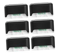 DIYEAH Lampes Solaires De Jardin Terrasse Led Étanches, 6 Pièces, Coque Noire, Lumière Chaude, Matériaux Abs Et Pvc, Éclairage Extérieur Pour Clôture, Couloir Et Escalier