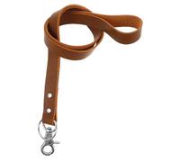 DIYEAH Lanière Porte-badges en Cuir Marron Clair, Cordon Porte-nom Robuste, Tour de Cou avec Fermoir Métallique, Usage Professionnel Bureau, Porte-cartes D'identité
