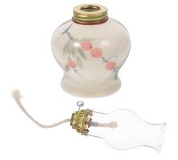 DIYEAH Lanterne à Pétrole Vintage en Céramique Gris Cendre, Lampe à Huile Décorative Rétro Luminosité Réglable, Lampe Tempête D’intérieur pour Ambiance et Éclairage de Secours
