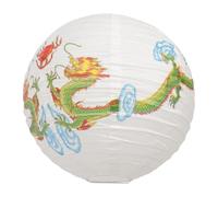DIYEAH Lanterne Suspendue Japonaise en Papier 40 CM Décoration Extérieure pour Restaurant de Sushis et Izakaya Lanterne Ronde Blanche Motifs Dragon Décoration Japonaise Authentique