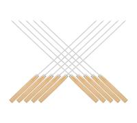 DIYEAH Longues et Plates en Acier Inoxydable 50 Brochettes de Barbecue Poignée en Bois pour Griller Viande et Légumes Lors Grillades