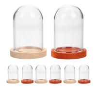 DIYEAH Lot de 10 Cloches en Verre Transparentes Miniatures 38X25 MM avec Bases en Bois Naturel et Café Foncé Vitrines Décoratives pour Plantes Fleurs Éternelles et Objets d'Exposition