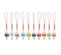 DIYEAH Lot de 10 Décorations Suspendues en Céramique Chat Amulette Cordons de Téléphone Colorés Accessoires Créatifs pour Téléphones Trous Suspendre Présent Anniversaire et Noël