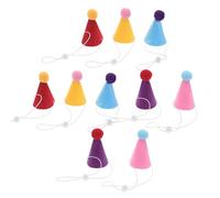 DIYEAH Lot de 10 Mini Chapeaux D’Anniversaire en Cône pour Petits Animaux de Compagnie Couleurs Lumineuses Matière Légère et Confortable Accessoires de Fête pour Chiots et Chats