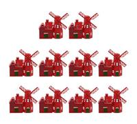 DIYEAH Lot de 10 Mini Moulins à Vent Rouges en Plastique pour Micro-Jardin Paysager, Modèles Miniatures de Maisonnettes de Ferme, Accessoires Décoratifs pour Jardin Féerique et Ornements
