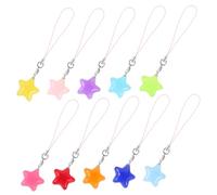 DIYEAH Lot De 10 Porte-Clés En Forme D'Étoile Avec Pendentif Pentagramme Cordon De Téléphone